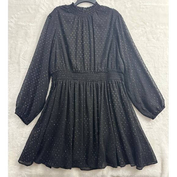 Torrid Mini Clip Dot Blouson Dress 2 2X Smocked Neck Waist - Picture 2 of 11